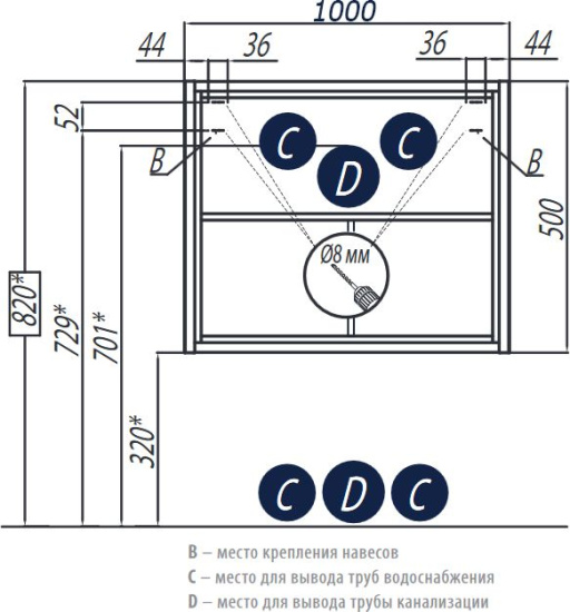 Тумба с раковиной Aquaton Брук 100 открытая, дуб феррара