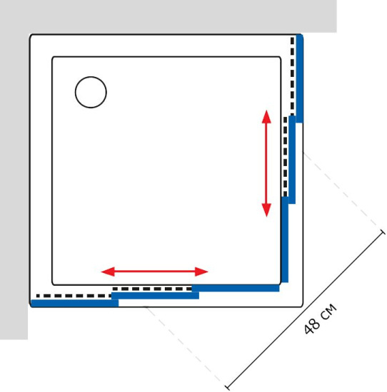 Душевой уголок GuteWetter Practic Square GK-433 70x70 см стекло бесцветное, профиль матовый хром