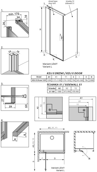 Душевой уголок Radaway Nes KDJ II 120x100 L
