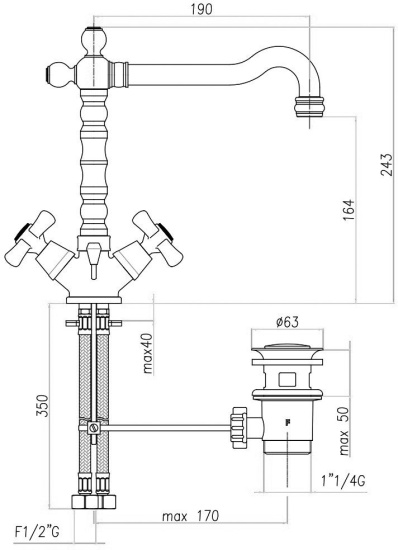 Смеситель для раковины Webert Armony AM700302060