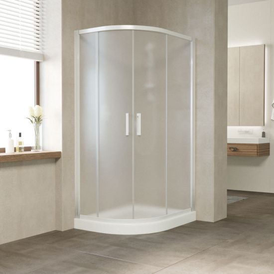 Душевой уголок Vegas Glass ZS-F 100*90 01 10 профиль белый, стекло сатин