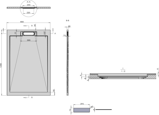 Поддон для душа Vincea VST-4SRL8012A 120x80 антрацит
