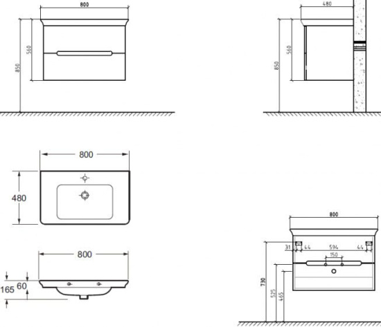 Тумба с раковиной BelBagno Torino 80 rowere moro