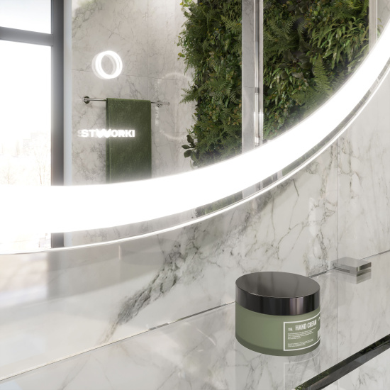 Зеркало Stworki Мальмё 77 с подсветкой, сенсор на зеркале