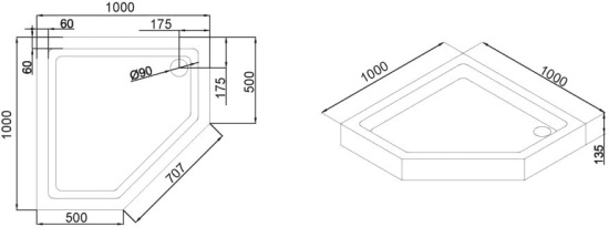 Поддон для душа Black&White Stellar Wind P-10H