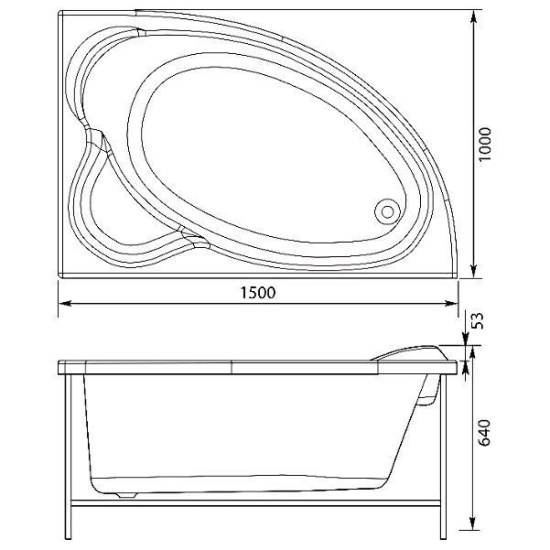 Акриловая ванна Aquanet Mayorca 150 см R