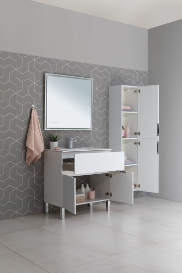 Мебель для ванной Aquanet Алвита new 80 напольная, белая матовая, с дверками и ящиком