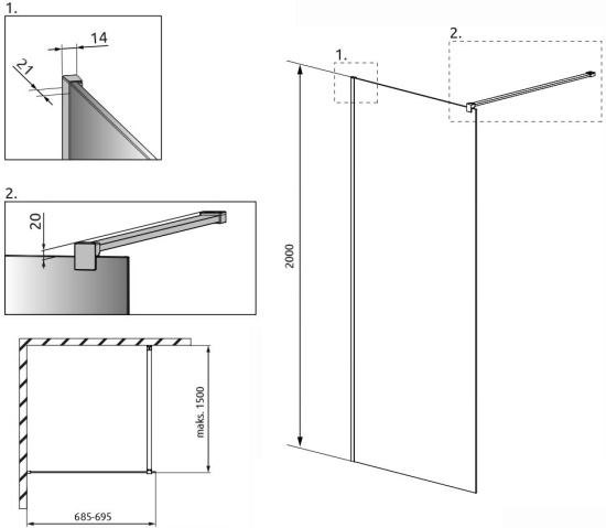 Душевая перегородка Radaway Modo New II 70
