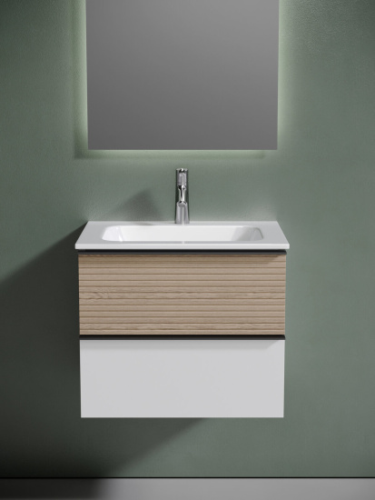 Тумба с раковиной Sancos Delta 60 дуб светлый/белый, DL60W