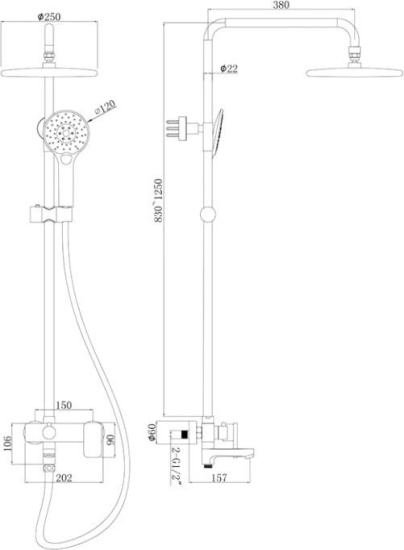 Душевая стойка Bravat Riffle F6336370CP-A-RUS