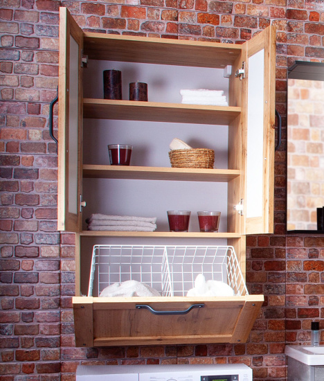 Шкаф Бриклаер Лофт 60 метрополитен грей, с бельевой корзиной