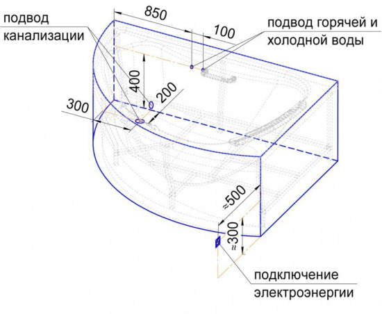 Акриловая ванна Radomir Альбена 170х120 см