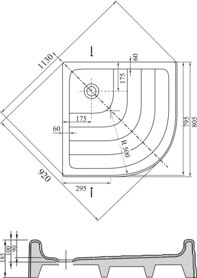 Поддон для душа Ravak Ronda-80 PU с экраном