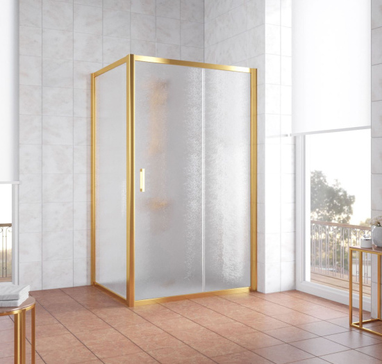 Душевой уголок Vegas Glass ZP+ZPV 120*70 09 02 профиль золото, стекло шиншилла
