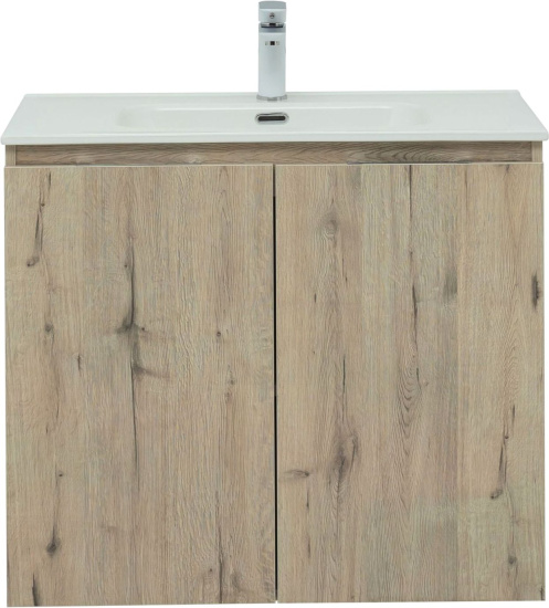 Тумба с раковиной Aquanet Алвита new 80 подвесная, дуб веллингтон белый, с дверками