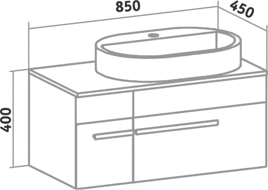 Мебель для ванной Runo Вудлайн 85, скандинавский дуб, раковина Caspia 60 Square