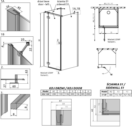 Душевой уголок Radaway Essenza New KDJ+S 120х80 L