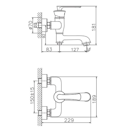 Смеситель для ванны Haiba HB60181