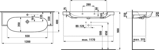 Мебель для ванной Laufen The New Classic 4.0605.2.085.628.1 затемненный дуб