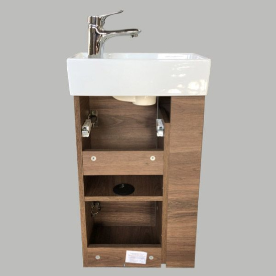 Тумба с раковиной Comforty Матэ 40, подвесная, дуб тёмно-коричневый