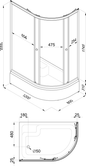 Душевой уголок Triton Коралл Щ0000038528 L 120х80 см, белый