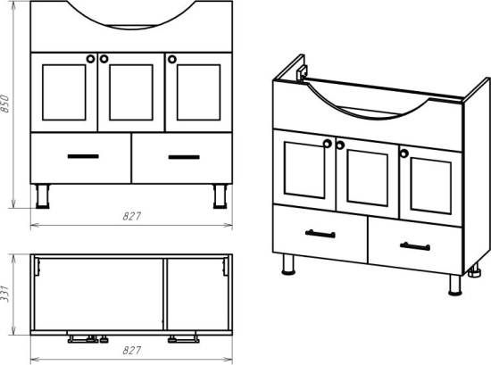 Мебель для ванной Misty Латте 85