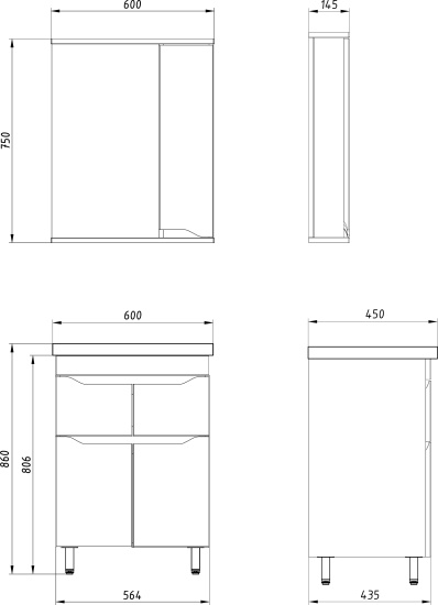 Тумба с раковиной ASB-Mebel Бари 60-2.2 белая