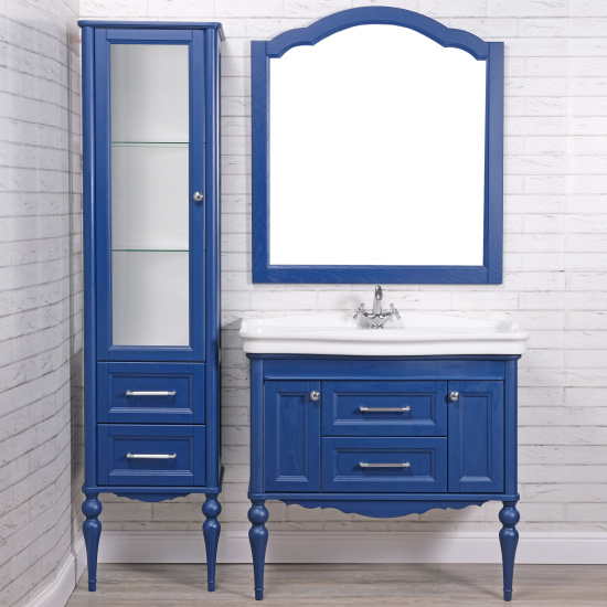 Пенал ValenHouse Эстетика 60 L синий, фурнитура хром