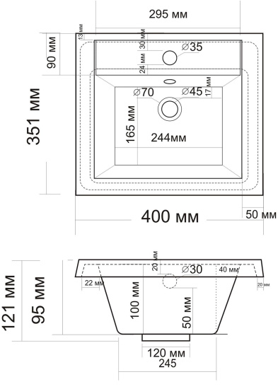 Тумба с раковиной Misty Алиса 40 подвесная, белая