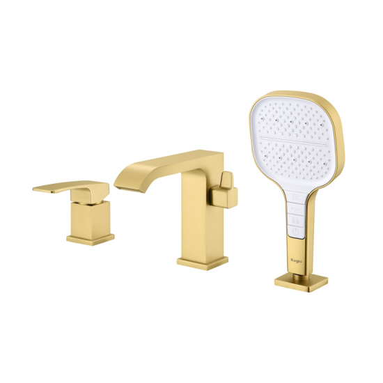 Смеситель на борт ванны Raglo R02.31.03 сатин золотой
