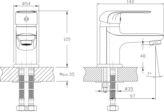 Смеситель для раковины Rush Fiji FI1835-11