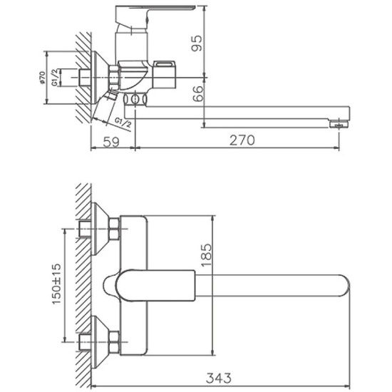 Смеситель для ванны Haiba HB22505-8 белый/хром