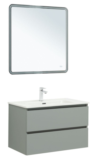 Тумба с раковиной Aquanet Вега 2.0 90 2 ящика, мисти грин, раковина Flat