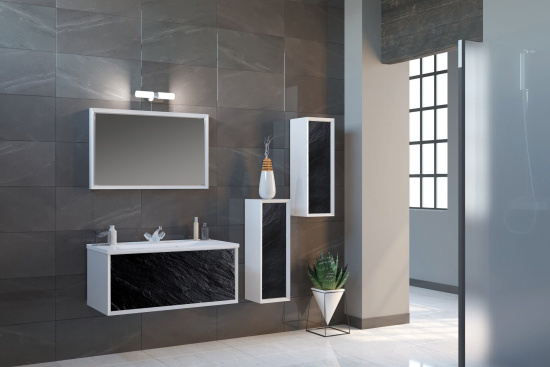 Тумба с раковиной Marka One Seattle 90П black stone