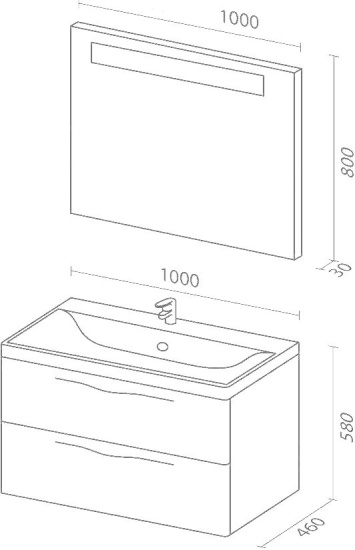 Мебель для ванной Sanvit Тандем 100 new
