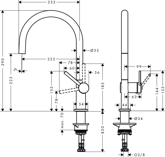 Смеситель для кухни Hansgrohe Talis M54 72804800 сталь