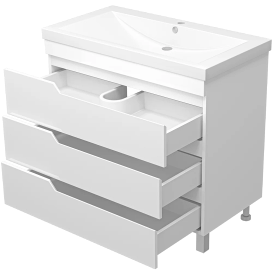 Тумба с раковиной Misty Софт 75 напольная, белая эмаль