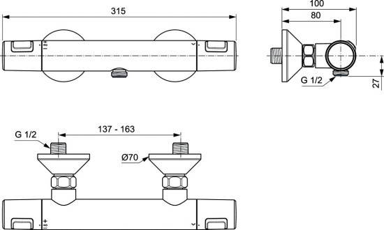 Смеситель для душа Ideal Standard Ceratherm T25 A7201AA термостат