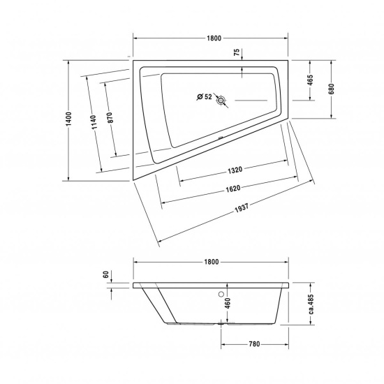 Акриловая ванна Duravit Paiova 180x140 SX 700216000000000