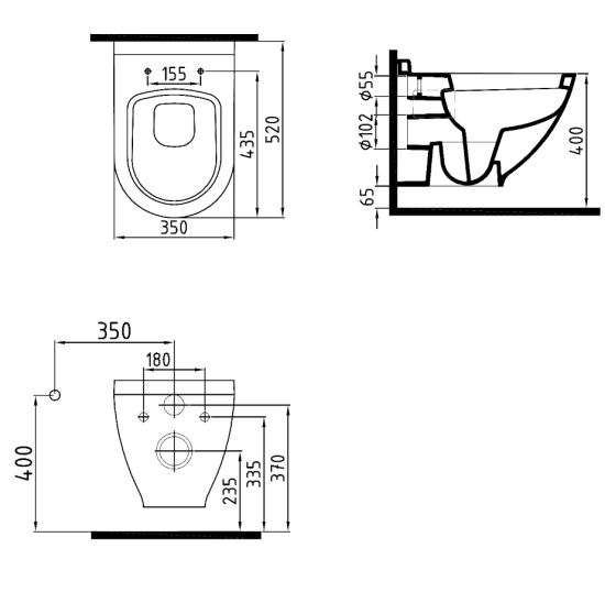 Унитаз подвесной STWORKI Rotenburg WH52 безободковый + инсталляция Geberit Duofix Delta 458.124.21.1 3 в 1 с кнопкой