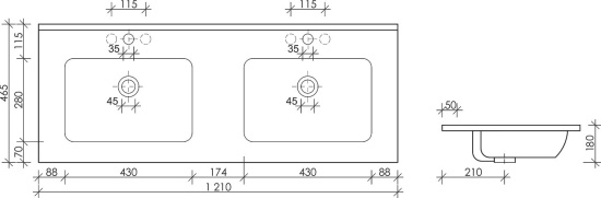 Тумба с раковиной Sancos Libra 120 двойная, белый глянец