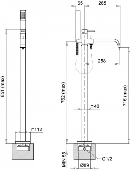 Напольный смеситель для ванны Migliore Inside 19547 с внутренней частью, хром