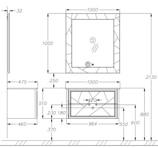 Тумба с раковиной Opadiris Луиджи 100 серая