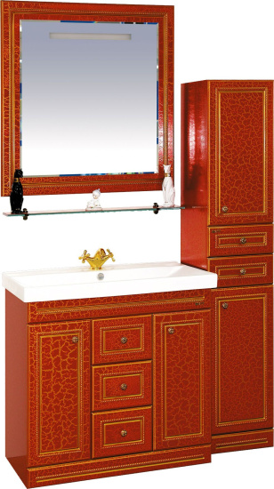 Тумба с раковиной Misty Fresko 90 красная краколет