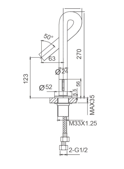 Смеситель для раковины Wonzon & Woghand Loop WW-111-00-508
