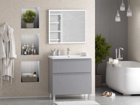 Тумба с раковиной Misty Лаки 80 серая