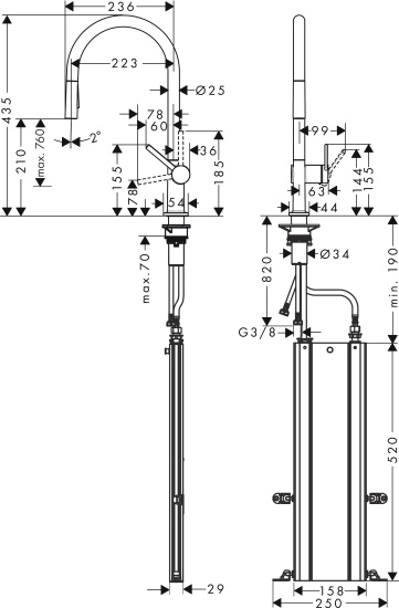 Смеситель для кухни Hansgrohe Talis M54 72801000 хром
