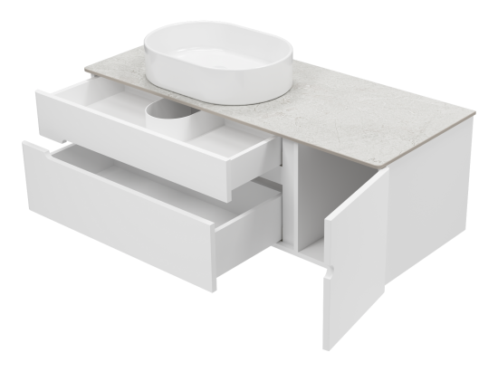 Тумба под раковину Misty Роял 120 белая подвесная, со столешницей