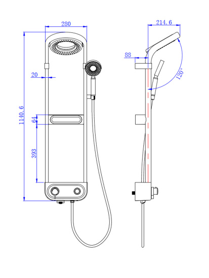 Душевая стойка AQUAme AQM8004W с термостатом