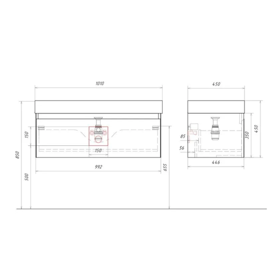 Тумба с раковиной Aqwella 5 stars Geometria 100 подвесная, 2 ящика, серый туман